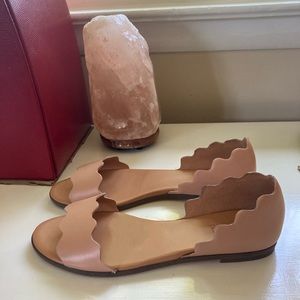 J Crew Scalloped Peep-toe Leather Sandals 7